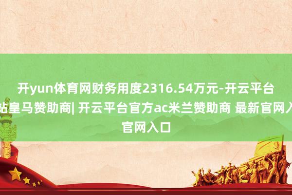 开yun体育网财务用度2316.54万元-开云平台网站皇马赞助商| 开云平台官方ac米兰赞助商 最新官网入口