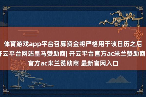 体育游戏app平台召募资金将严格用于该日历之后的新增插足-开云平台网站皇马赞助商| 开云平台官方ac米兰赞助商 最新官网入口