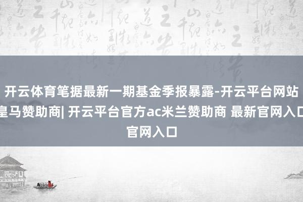 开云体育笔据最新一期基金季报暴露-开云平台网站皇马赞助商| 开云平台官方ac米兰赞助商 最新官网入口